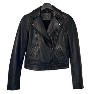 Able Maha Leather Jacket Black Moto XXS Classic Edgy Minimalist Capsule Chic